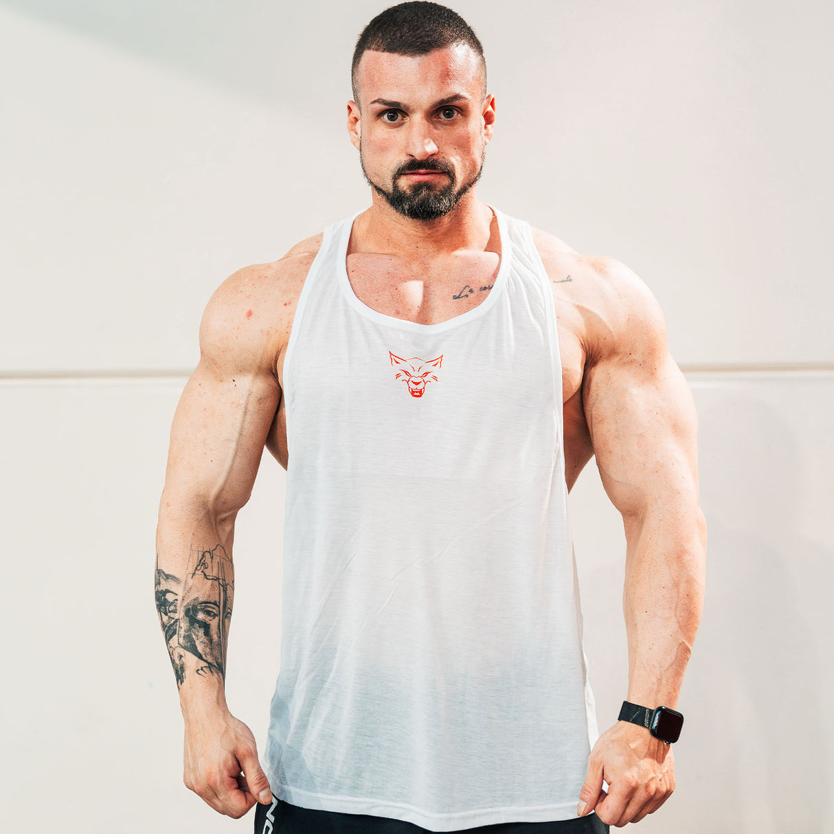 RED LINE WHITE TANK TOP