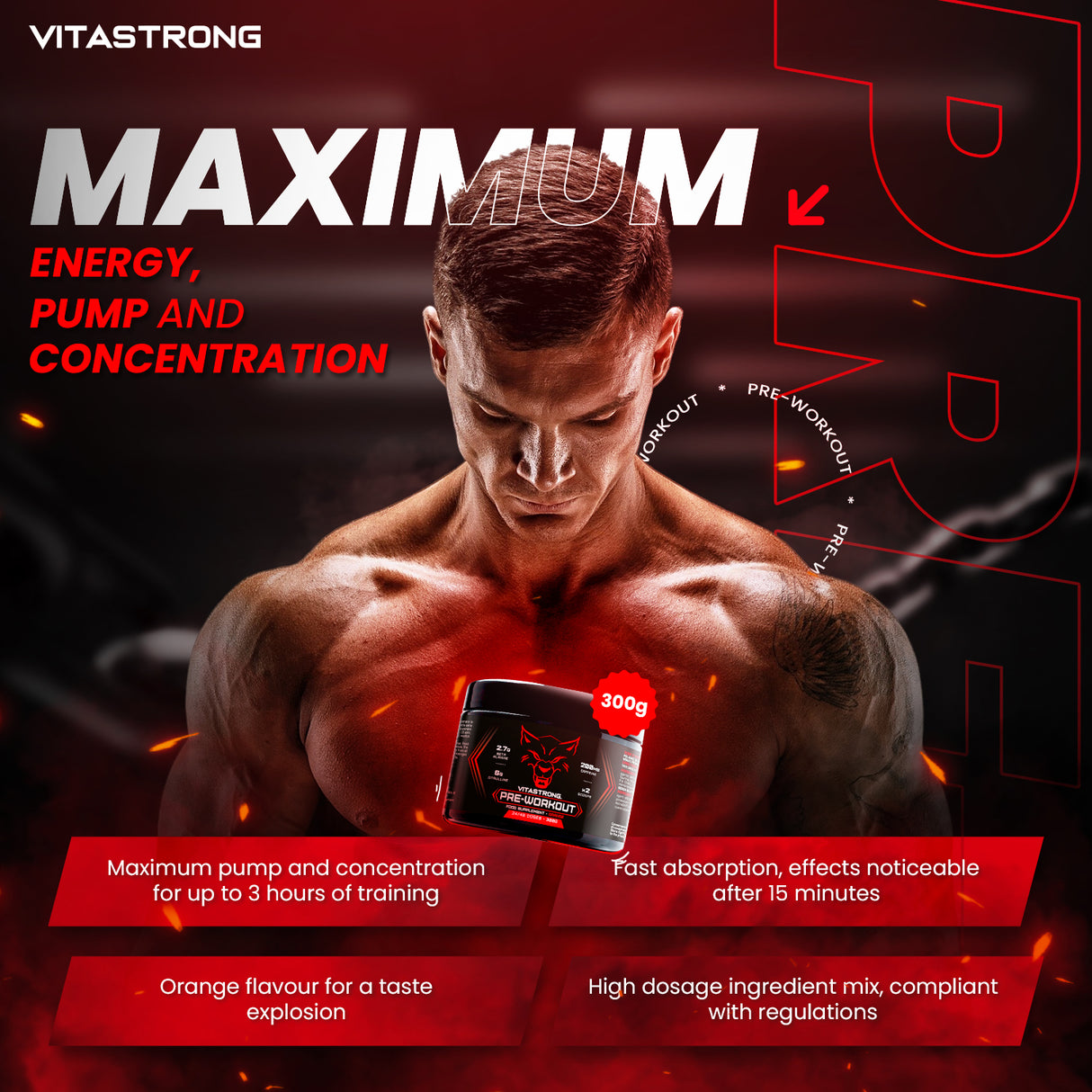 PREWORKOUT POWDER 300G - Immediate Energy Boost