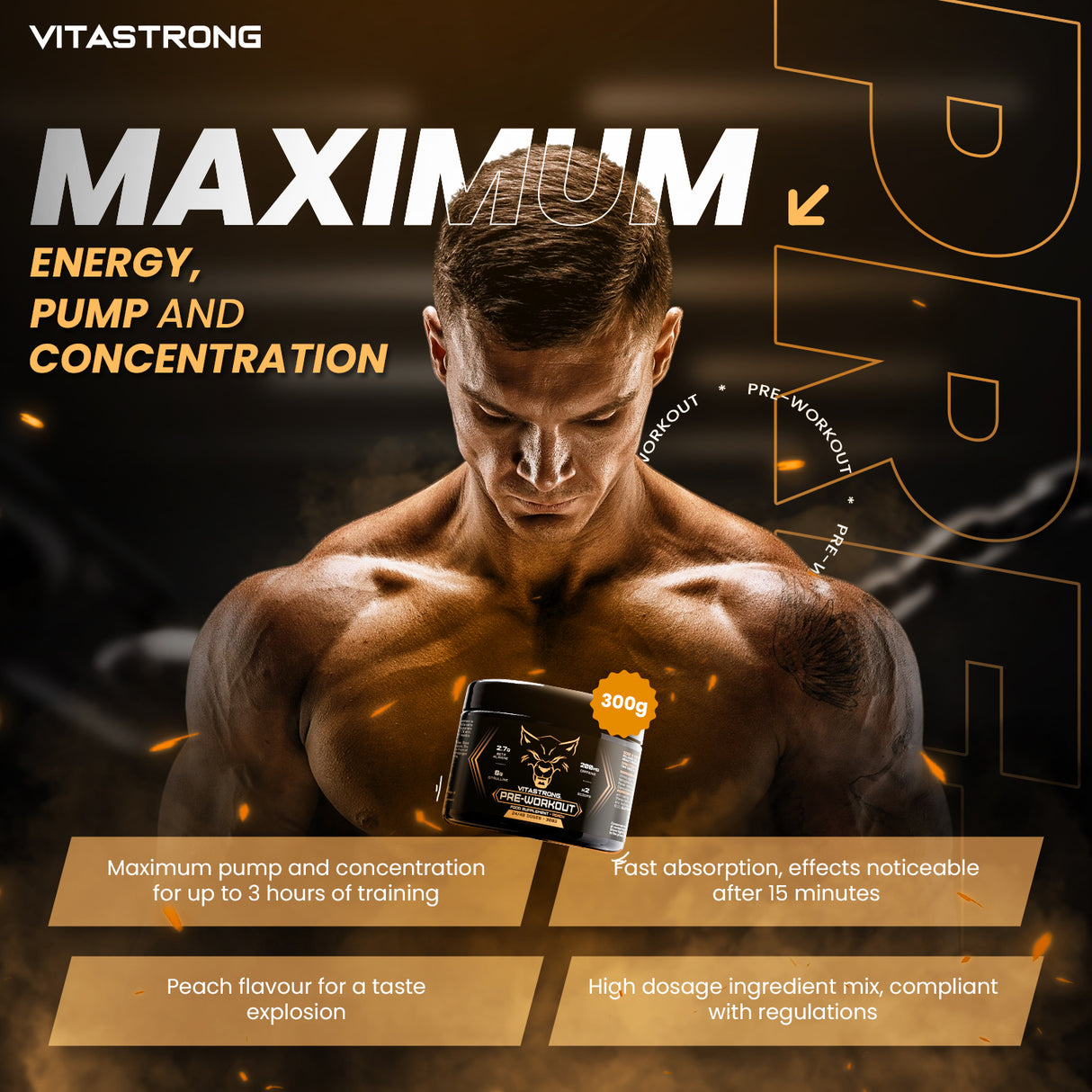 PREWORKOUT POWDER 300G - Immediate Energy Boost