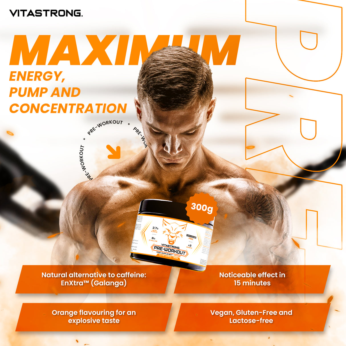 PREWORKOUT POWDER - CAFFEINE FREE - 300G