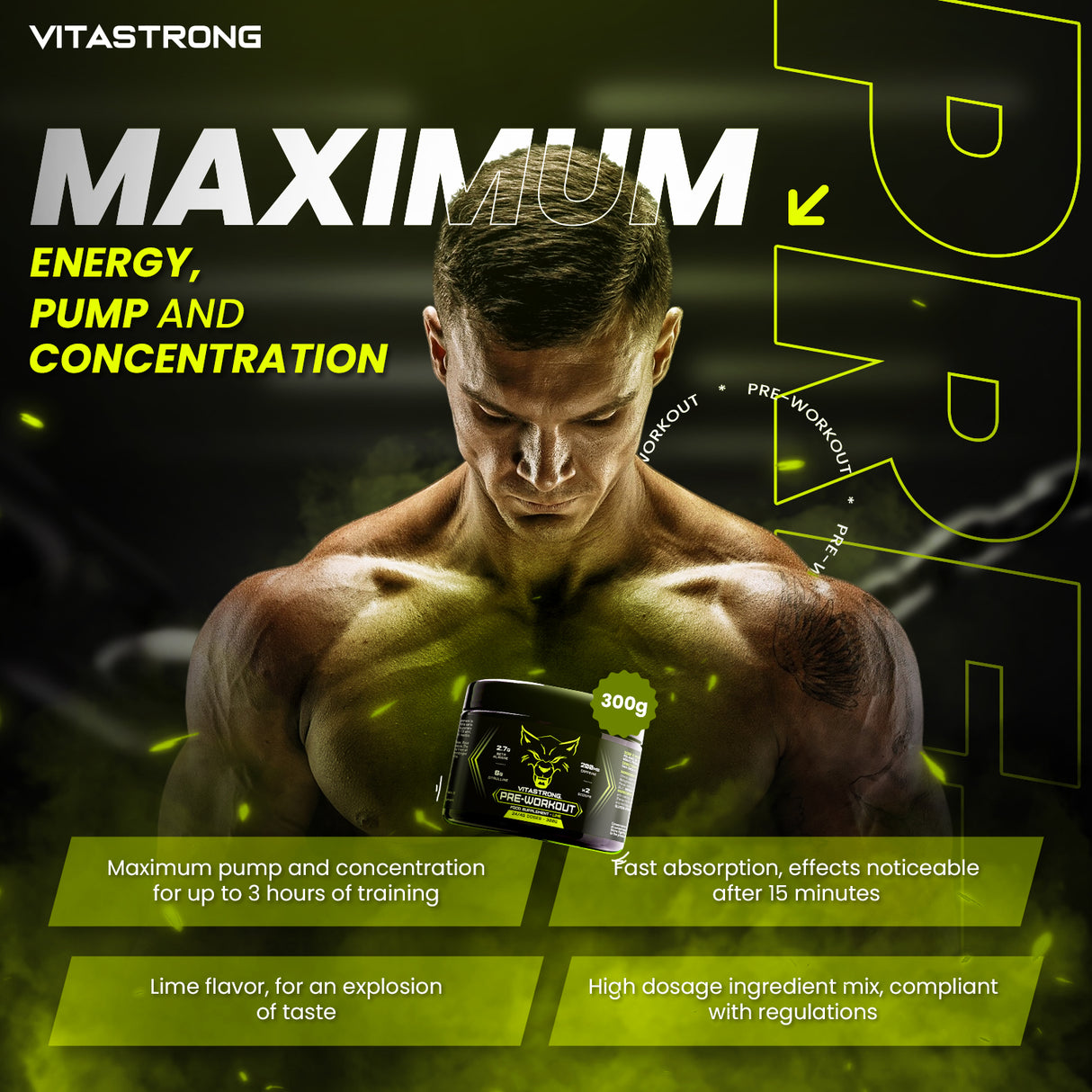 PREWORKOUT POWDER 300G - Immediate Energy Boost