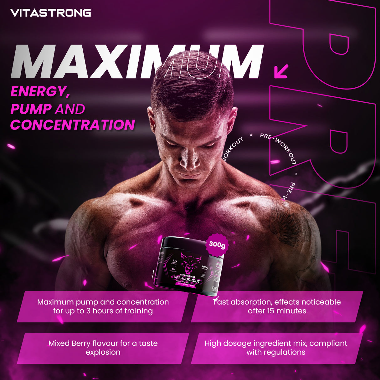 PREWORKOUT POWDER 300G - Immediate Energy Boost