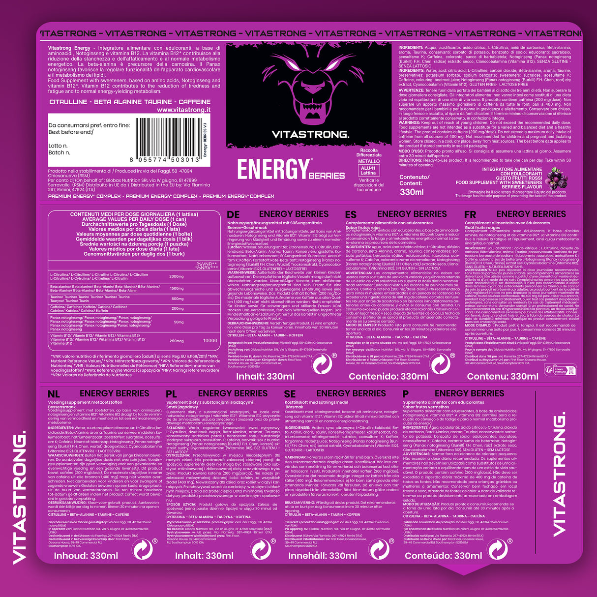 VITASTRONG ENERGY - BERRIES 330ML [12X BOX]