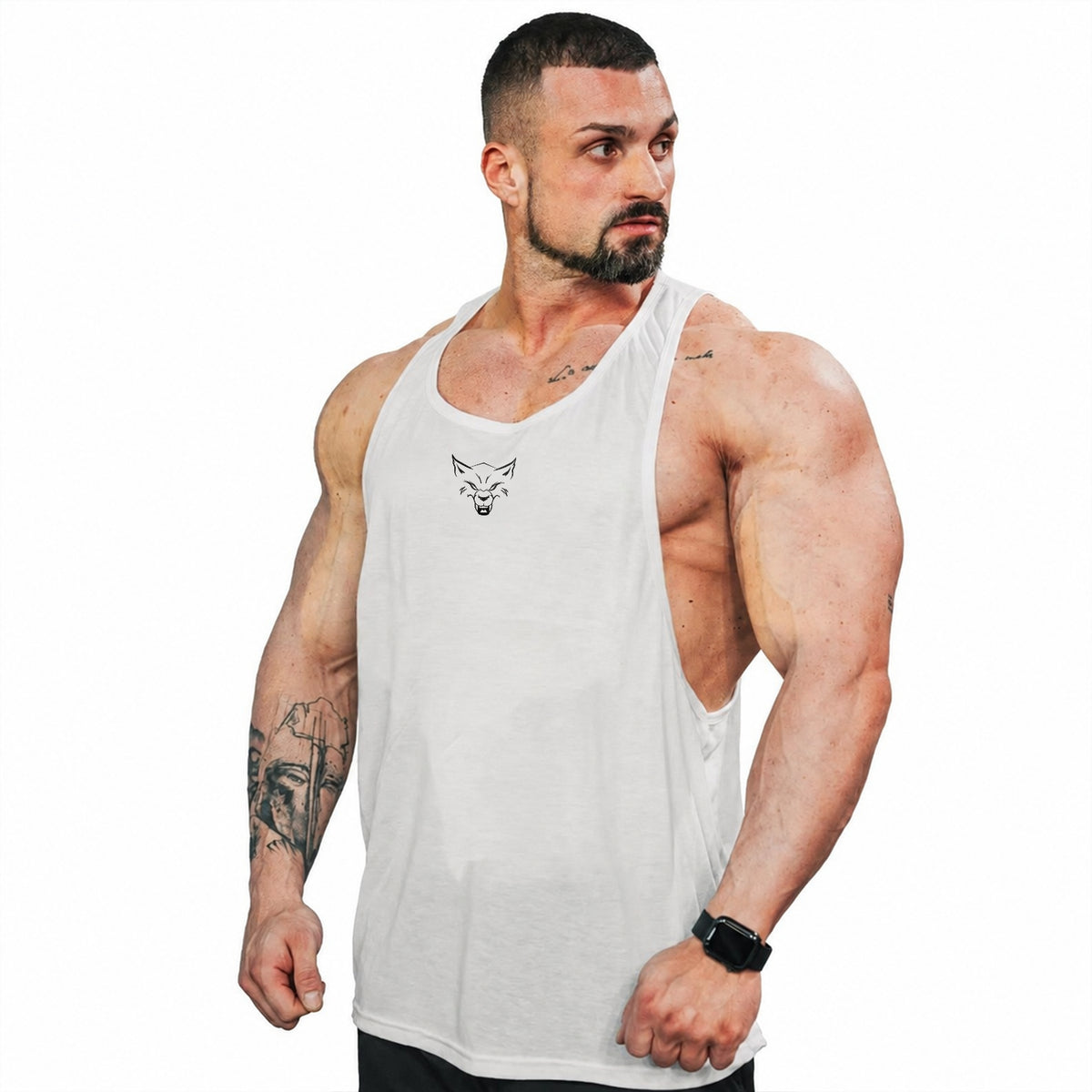BLACK LINE WHITE TANK TOP - Front view