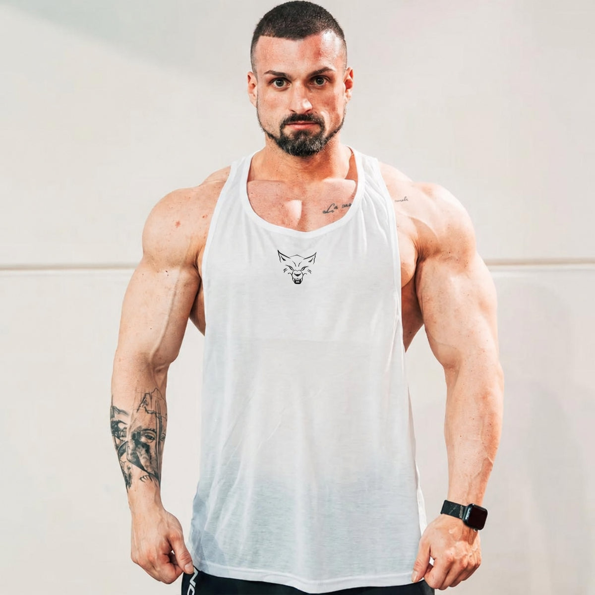 BLACK LINE WHITE TANK TOP - Lifestyle