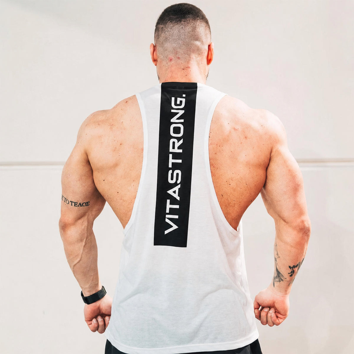 BLACK LINE WHITE TANK TOP - Back view
