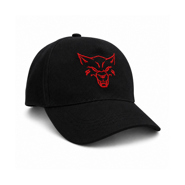 Vitastrong Essential Cap Black with red embroidered wolf logo
