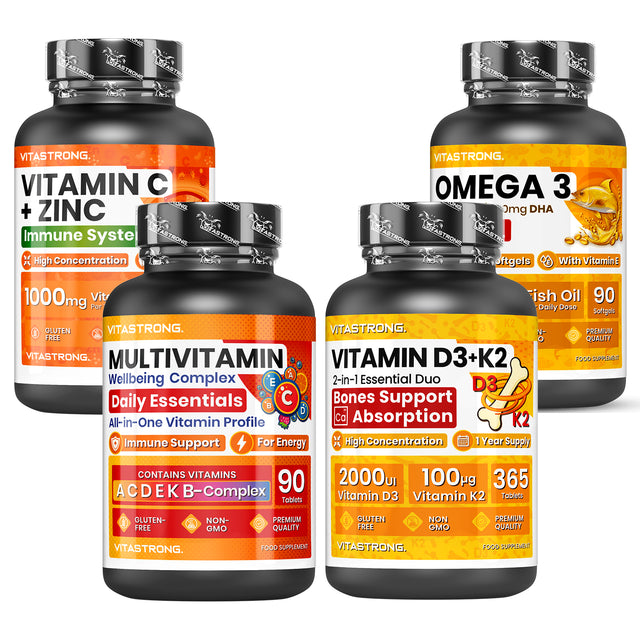 Immune System Pack - omega 3, multivitamin, vitamin C+zinc, D3+K2
