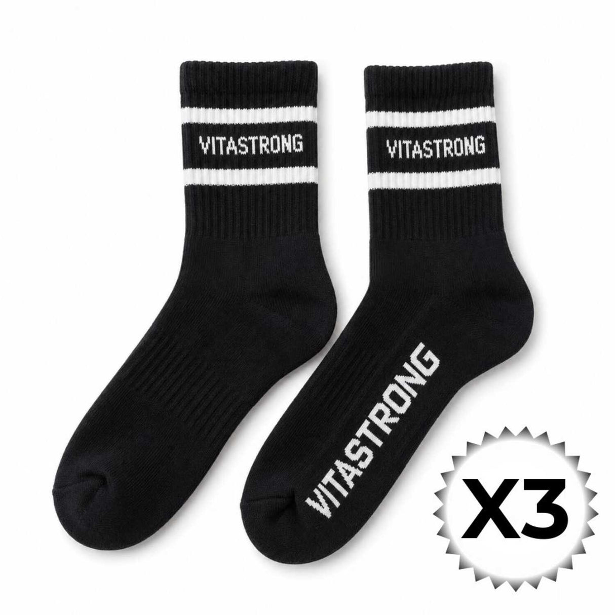 SOCKS BLACK - Vitastrong Sports Socks - Pack of 3 pairs