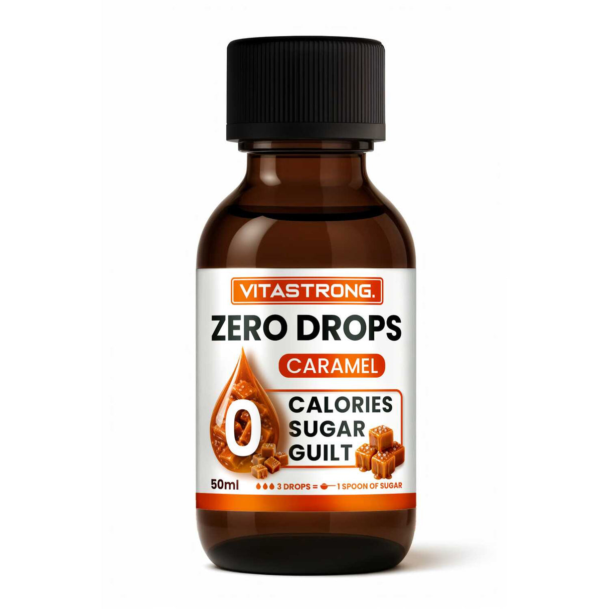 ZERO DROPS SALTED CARAMEL – Zero calorie liquid sweetener 50ml by Vitastrong
